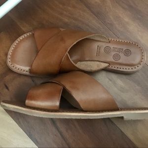 Leather Sandals Slides Criss Cross Genuine Italy